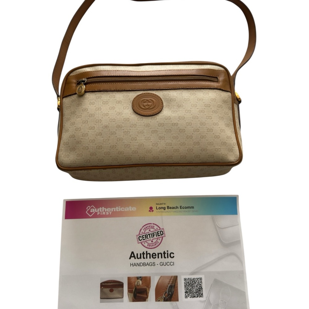 Authentic GUCCI GG  Monogram Leather Shoulder Cross Body Bag With Certificate